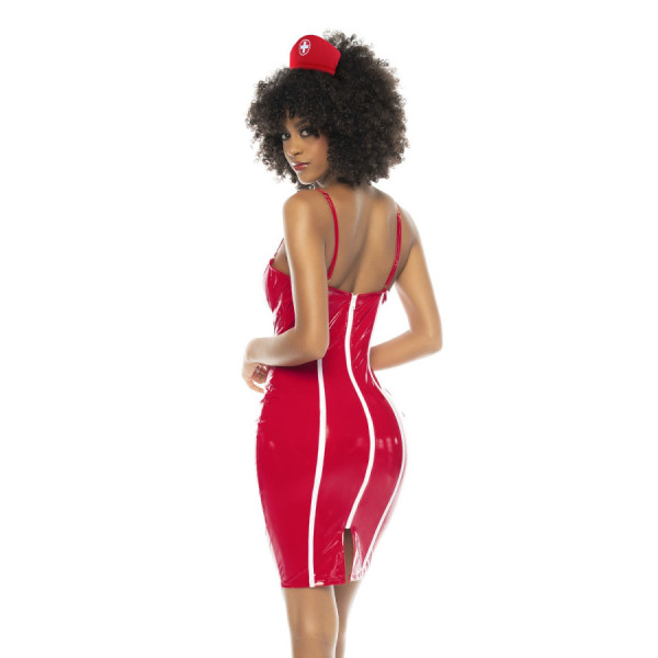 Costume infirmière 2 pièces, robe avec bretelles réglables et serre tête 